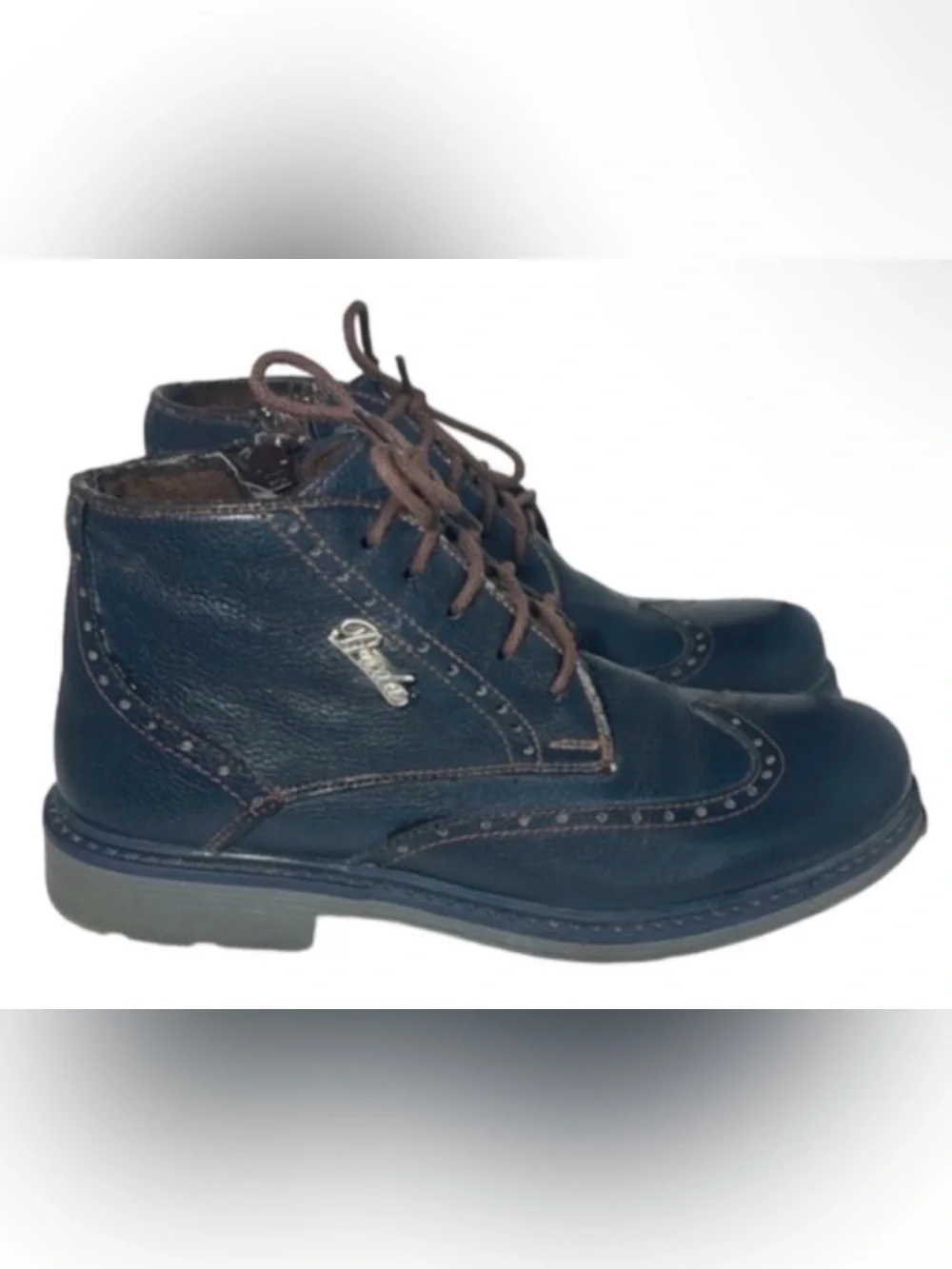 Authentic Prada luxury designer boys navy leather oxford boots sz 13.5 Euro 31